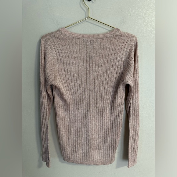Tommy Hilfiger Women's Metallic-Knit Ribbed V-Neck Ivy Sweater size Medium - Picture 4 of 7
